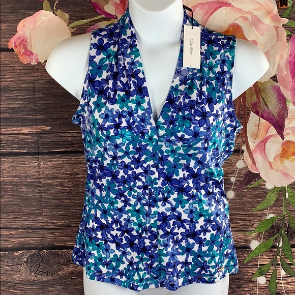 Calvin Klein Tops - 👚New Calvin Klein 👚Size Small Blue Floral